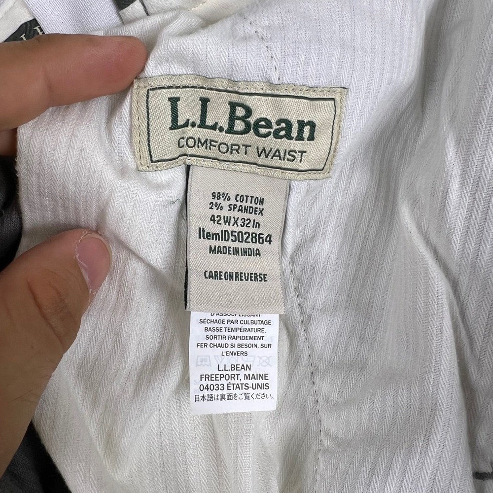 LL Bean Comfort Waist Corduroy Pants 42x32 Gray Tan Stretch Chino Trouser Bundle - Picture 13 of 14
